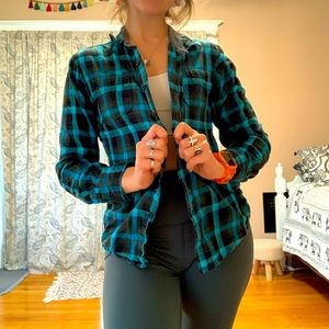 **SOLD** Quicksilver blue and black flannel size small
